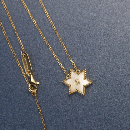 925 Sterling Silver 14K Yellow Gold Plated Hawaiian Plumeria Clover Flower Motif Beaded Necklace Pendant 16" + 2" Adjustable Chain, Nickle Free Hypoallergenic for Sensitive Skin, with Gift Box