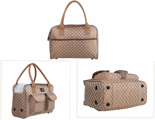 Dog Carrier Bag Pet Tote Bag Doggie Handbag Cat Purse Puppy Pouch, Free Collapsible Dog Bowl Included (M Khaki)