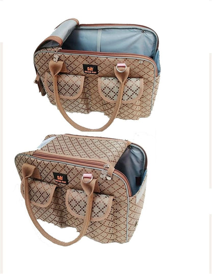 Dog Carrier Bag Pet Tote Bag Doggie Handbag Cat Purse Puppy Pouch, Free Collapsible Dog Bowl Included (M Khaki)