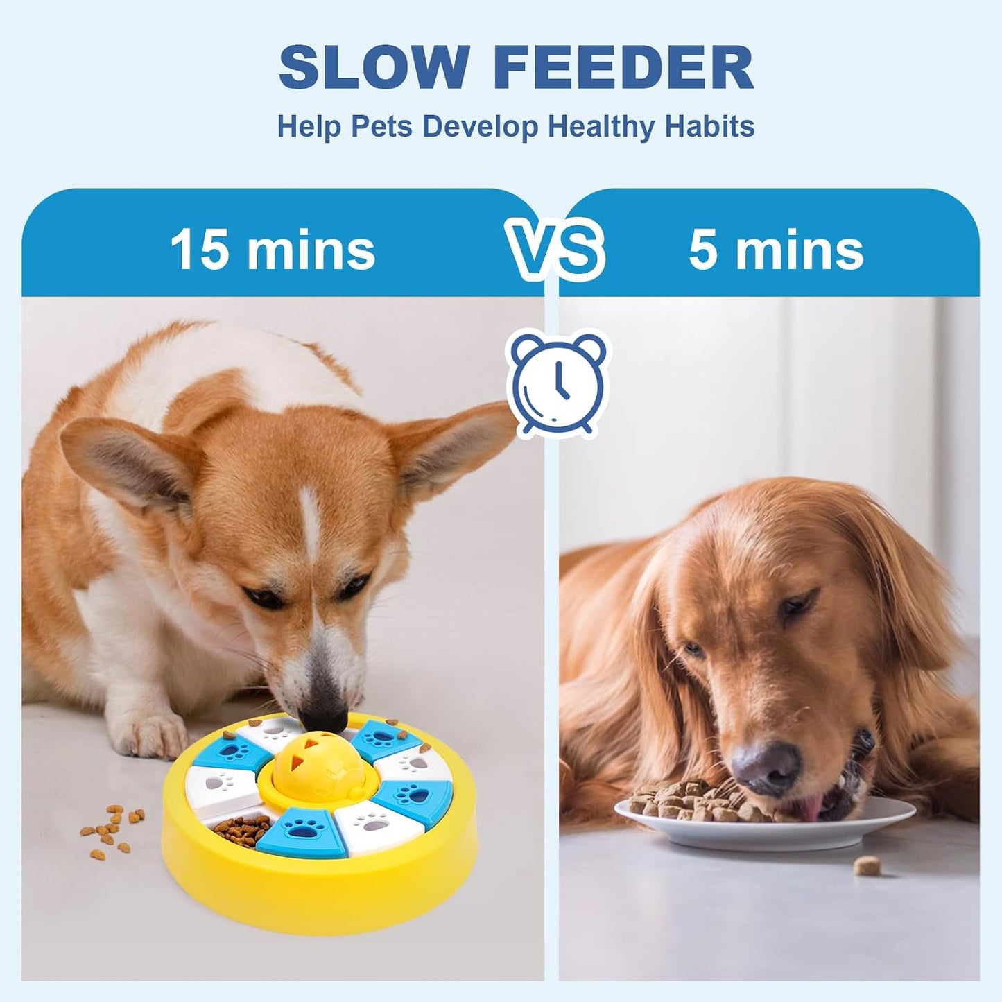 Interactive Dogs Toys for Slow Feeder, Pets Puzzle Feeders for Food Dispenser, Cat Treat Puzzle Feeder for Medium Small Dogs Cats IQ Training Reducing Boredom Intelligence Improving (Yellow)