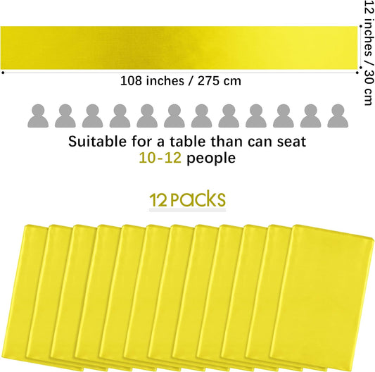 4 Pack Satin Table Runner 12 x 108Inch Long Bright Silk and Smooth Fabric Party Table Runner for Wedding Banquet Party Decoration- Yellow