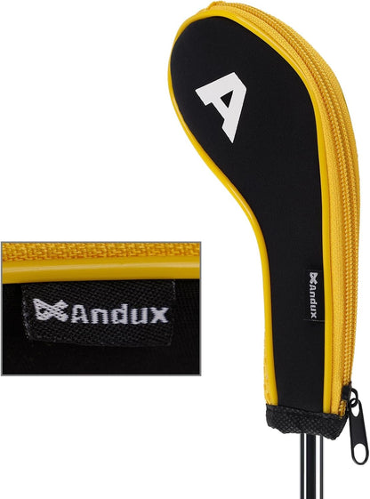 12pcs/Set Golf Iron Club Head Covers Long Neck | with Zipper Closure | Number Print | Coloured Piping | Right Hand | all the Same Size