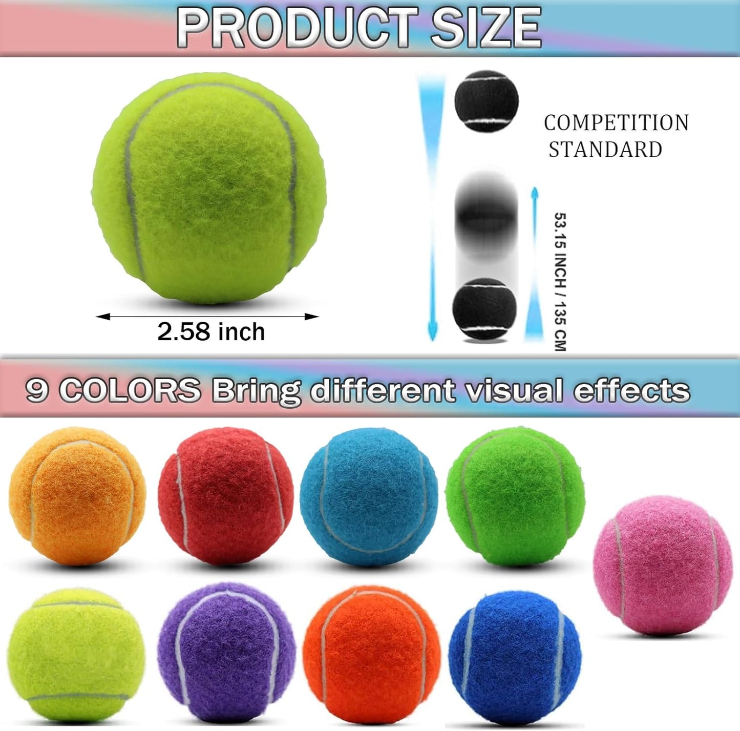 SHYUJAJIE Tennis Ball,20 Pack Practice Balls Bulk,Dog Balls with Mesh Bag | Colorful Heavy Duty Tennis Training Ball for Beginners, Exercise Playing Balls for Pet Dog