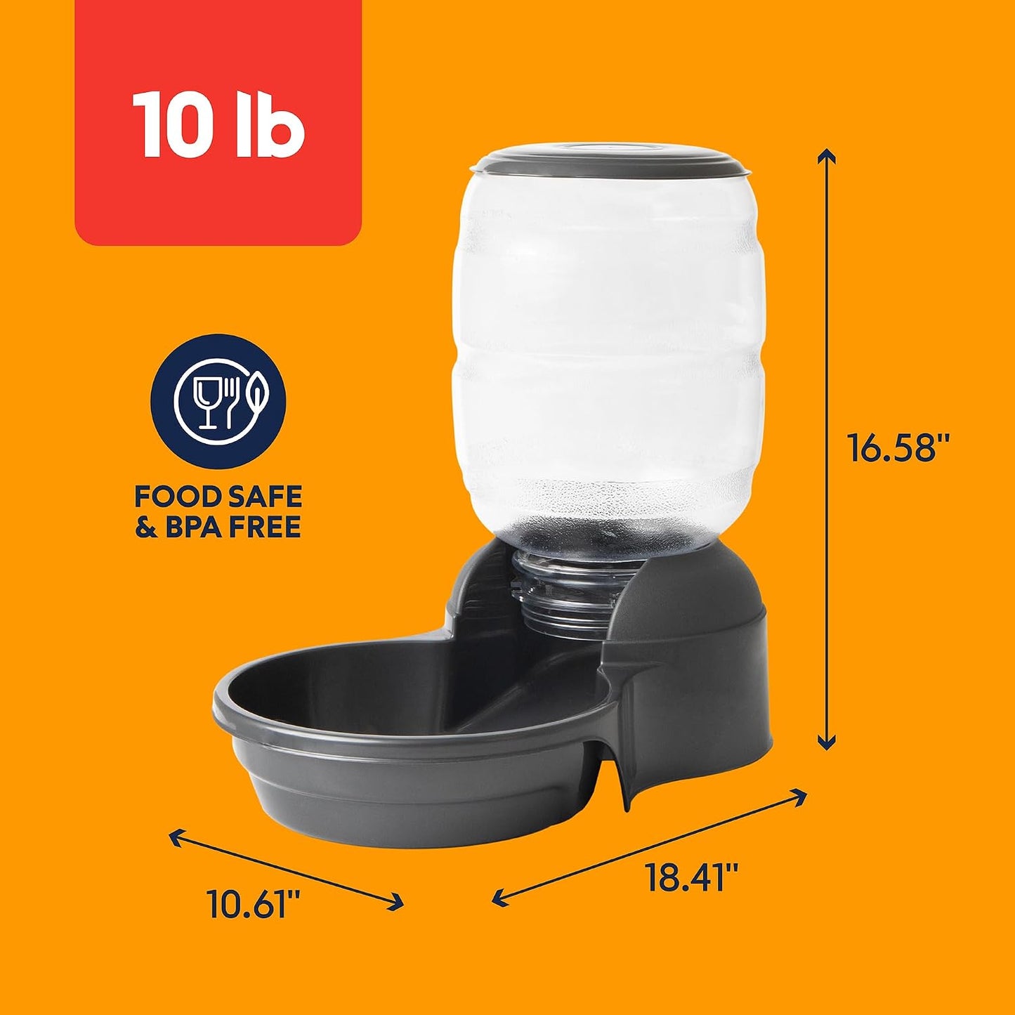 Replendish Automatic Dog Feeder Gravity Pet Treat Dispenser with Microban Protection Base, Wide Mouth Bowl, 100% BPA Free - 10 lb