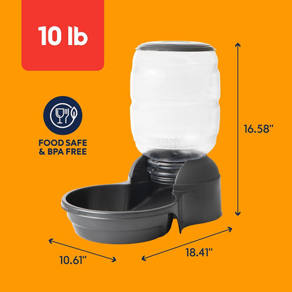 Replendish Automatic Dog Feeder Gravity Pet Treat Dispenser with Microban Protection Base, Wide Mouth Bowl, 100% BPA Free - 10 lb