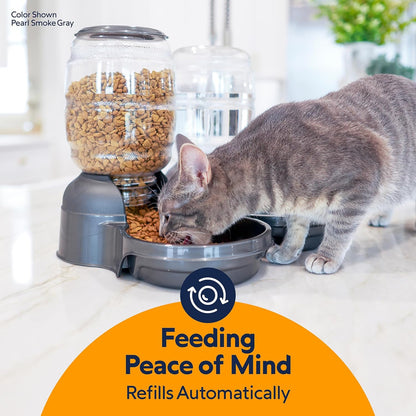 Replendish Automatic Dog Feeder Gravity Pet Treat Dispenser with Microban Protection Base, Wide Mouth Bowl, 100% BPA Free - 10 lb
