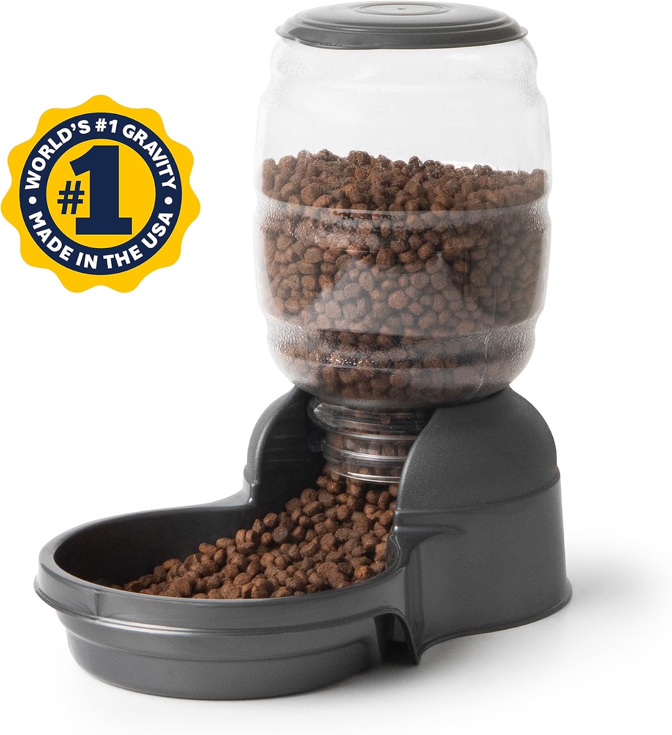 Replendish Automatic Dog Feeder Gravity Pet Treat Dispenser with Microban Protection Base, Wide Mouth Bowl, 100% BPA Free - 10 lb