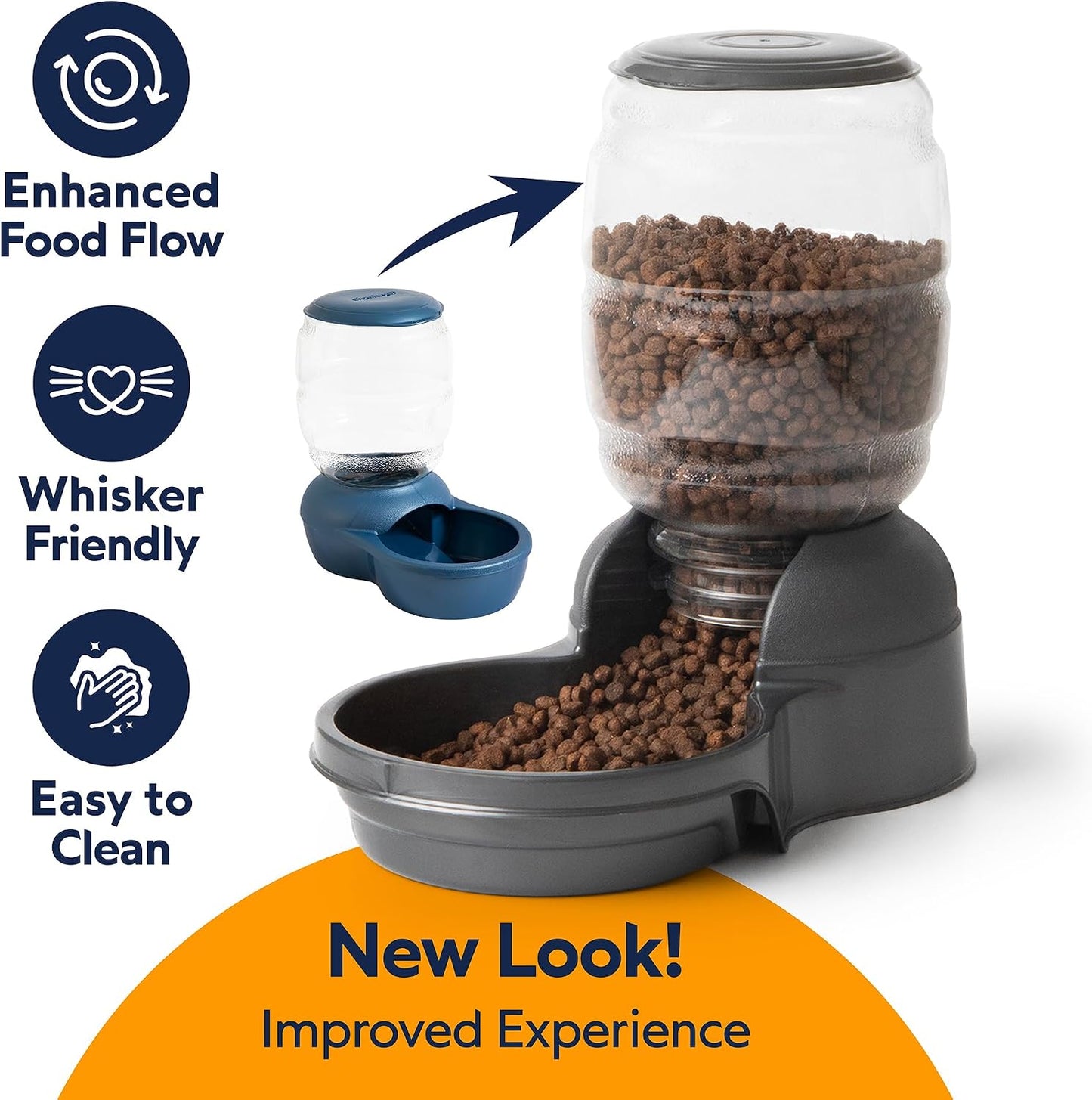 Replendish Automatic Dog Feeder Gravity Pet Treat Dispenser with Microban Protection Base, Wide Mouth Bowl, 100% BPA Free - 10 lb
