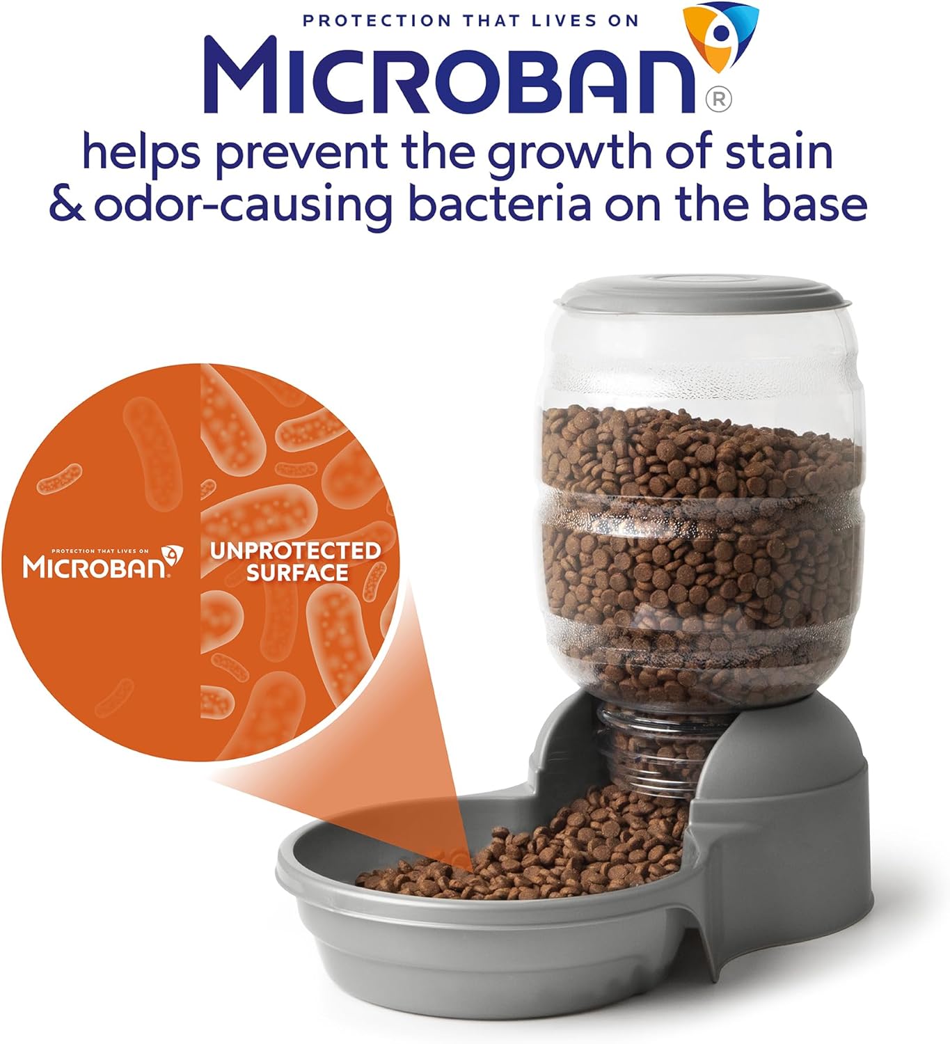 Replendish Automatic Dog Feeder Gravity Pet Treat Dispenser with Microban Protection Base, Wide Mouth Bowl, 100% BPA Free - 10 lb