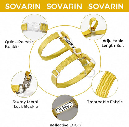 Cat Harness and Leash Set - Yellow Lightweight Soft Kitten Harness Escape Proof, Adjustable Travel Pet Harness for Walking，Easy Control Comfortable Outdoor (Yellow, One Size Fits All)