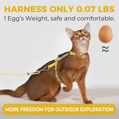 Cat Harness and Leash Set - Yellow Lightweight Soft Kitten Harness Escape Proof, Adjustable Travel Pet Harness for Walking，Easy Control Comfortable Outdoor (Yellow, One Size Fits All)