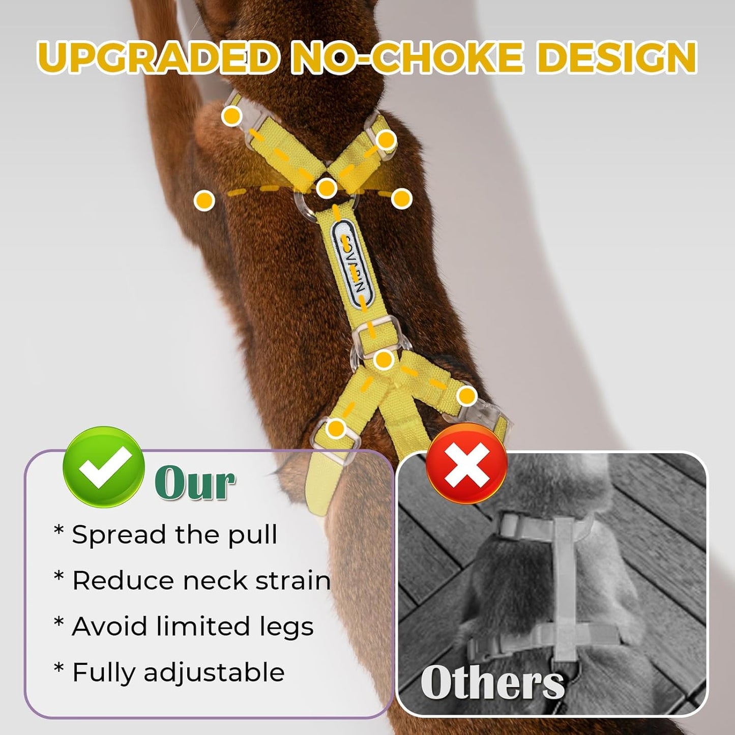Cat Harness and Leash Set - Yellow Lightweight Soft Kitten Harness Escape Proof, Adjustable Travel Pet Harness for Walking，Easy Control Comfortable Outdoor (Yellow, One Size Fits All)