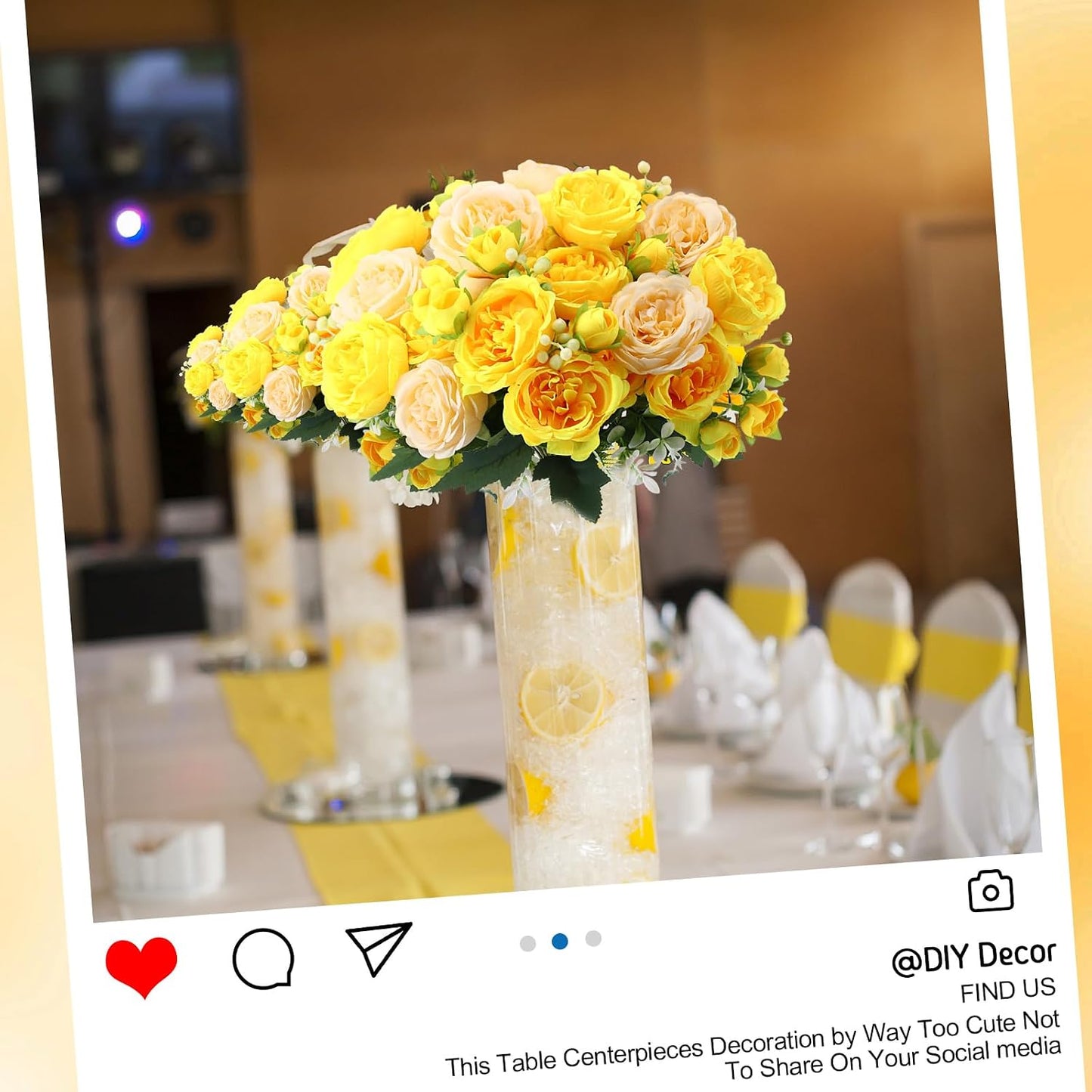 Artificial Peonies Flowers,Yellow, Champagne,8 Bundles | Fake Silk Peony Flowers, Faux Bouquet Bulk for Wedding Party, Table Centerpieces, Vase Arrangements Decorations