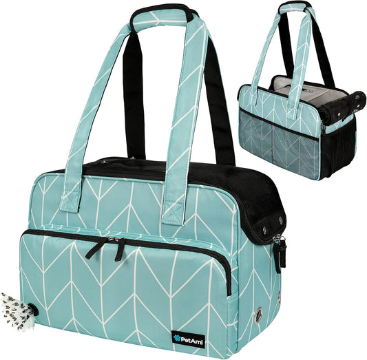 Small Dog Purse Carrier, Soft-Sided Pet Carrier Bag with Pockets, Portable Puppy Cat Travel Handbag Tote, Airline Approved Breathable Mesh, Poop Bag Dispenser, Sherpa Bed, Max 18 lbs, Gray