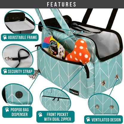 Small Dog Purse Carrier, Soft-Sided Pet Carrier Bag with Pockets, Portable Puppy Cat Travel Handbag Tote, Airline Approved Breathable Mesh, Poop Bag Dispenser, Sherpa Bed, Max 18 lbs, Gray