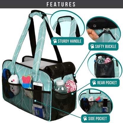 Small Dog Purse Carrier, Soft-Sided Pet Carrier Bag with Pockets, Portable Puppy Cat Travel Handbag Tote, Airline Approved Breathable Mesh, Poop Bag Dispenser, Sherpa Bed, Max 18 lbs, Gray