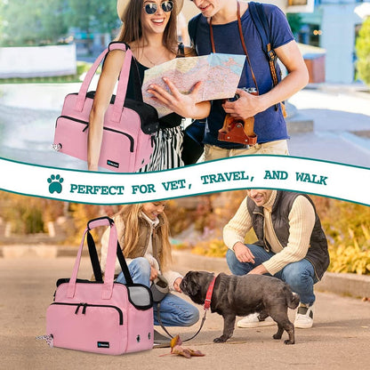 Small Dog Purse Carrier, Soft-Sided Pet Carrier Bag with Pockets, Portable Puppy Cat Travel Handbag Tote, Airline Approved Breathable Mesh, Poop Bag Dispenser, Sherpa Bed, Max 18 lbs, Gray