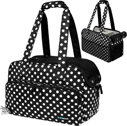 Small Dog Purse Carrier, Soft-Sided Pet Carrier Bag with Pockets, Portable Puppy Cat Travel Handbag Tote, Airline Approved Breathable Mesh, Poop Bag Dispenser, Sherpa Bed, Max 18 lbs, Gray