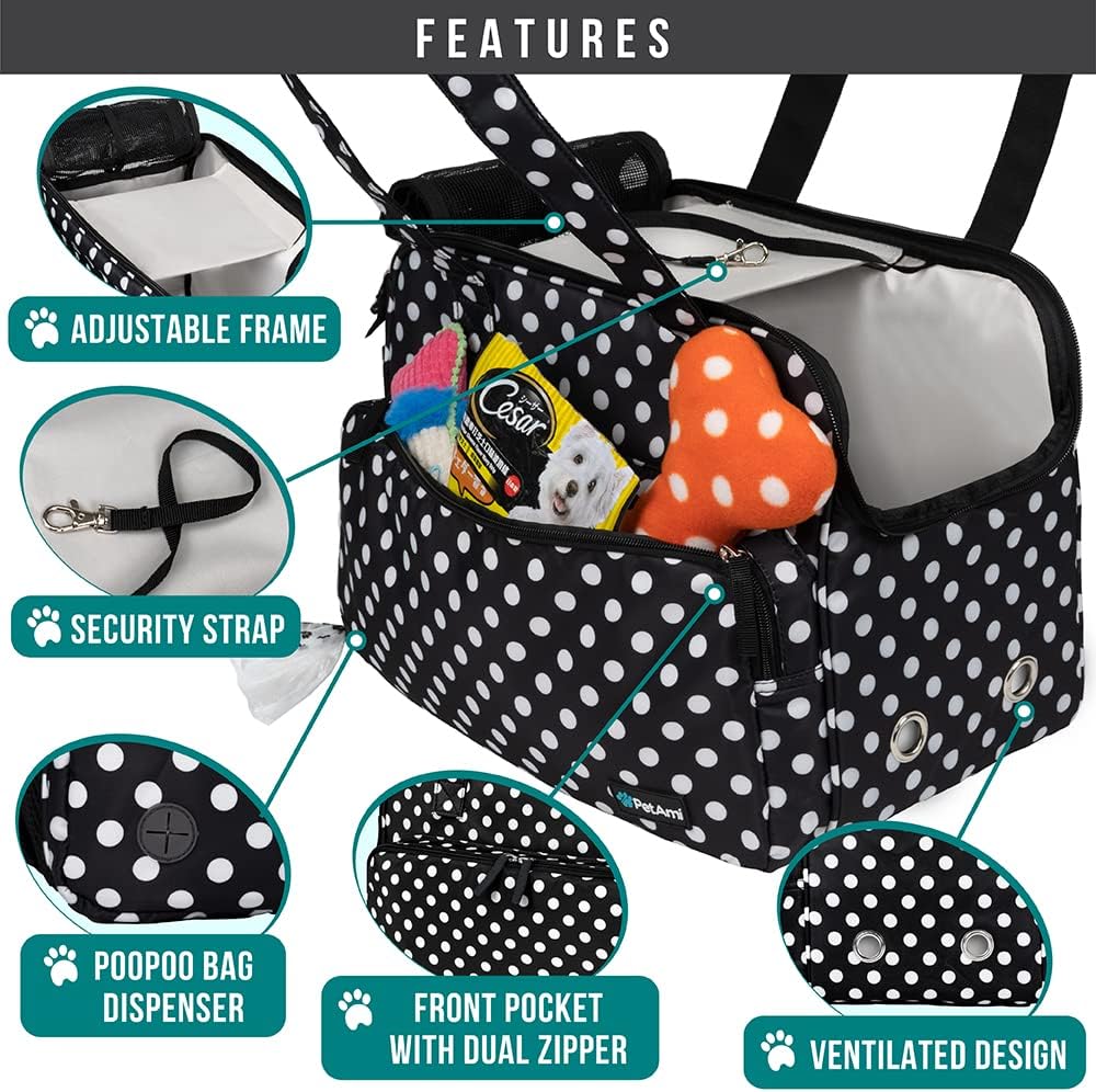 Small Dog Purse Carrier, Soft-Sided Pet Carrier Bag with Pockets, Portable Puppy Cat Travel Handbag Tote, Airline Approved Breathable Mesh, Poop Bag Dispenser, Sherpa Bed, Max 18 lbs, Gray
