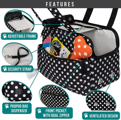 Small Dog Purse Carrier, Soft-Sided Pet Carrier Bag with Pockets, Portable Puppy Cat Travel Handbag Tote, Airline Approved Breathable Mesh, Poop Bag Dispenser, Sherpa Bed, Max 18 lbs, Gray