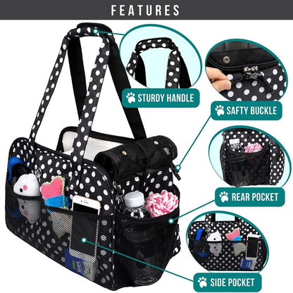 Small Dog Purse Carrier, Soft-Sided Pet Carrier Bag with Pockets, Portable Puppy Cat Travel Handbag Tote, Airline Approved Breathable Mesh, Poop Bag Dispenser, Sherpa Bed, Max 18 lbs, Gray