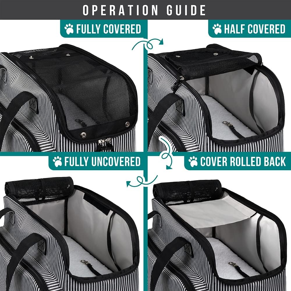 Small Dog Purse Carrier, Soft-Sided Pet Carrier Bag with Pockets, Portable Puppy Cat Travel Handbag Tote, Airline Approved Breathable Mesh, Poop Bag Dispenser, Sherpa Bed, Max 18 lbs, Gray