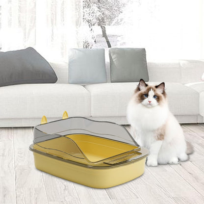 Large Open Top Cat Litter Box, High Sides Splashproof Kitty Litter Pan, 19.7 x 13.4 x 7.1 in, Yellow