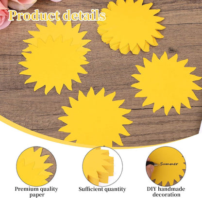 120pcs Sun Paper Cutouts, Gold Sun Shaped Cardstock Double Sided Sunshine Paper Cut Out Bulletin Board Decoration for Classroom DIY Craft Party Wall Decor Supplies