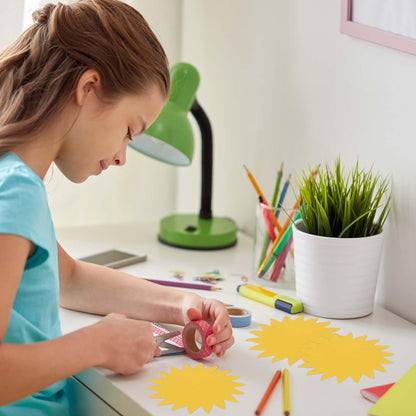 120pcs Sun Paper Cutouts, Gold Sun Shaped Cardstock Double Sided Sunshine Paper Cut Out Bulletin Board Decoration for Classroom DIY Craft Party Wall Decor Supplies