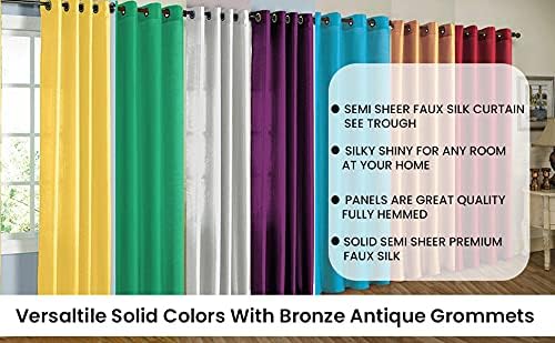 J&V TEXTILES 2 Panels Solid Grommet Faux Silk Window Curtain Drapes Treatment in 84" Length (Yellow)*