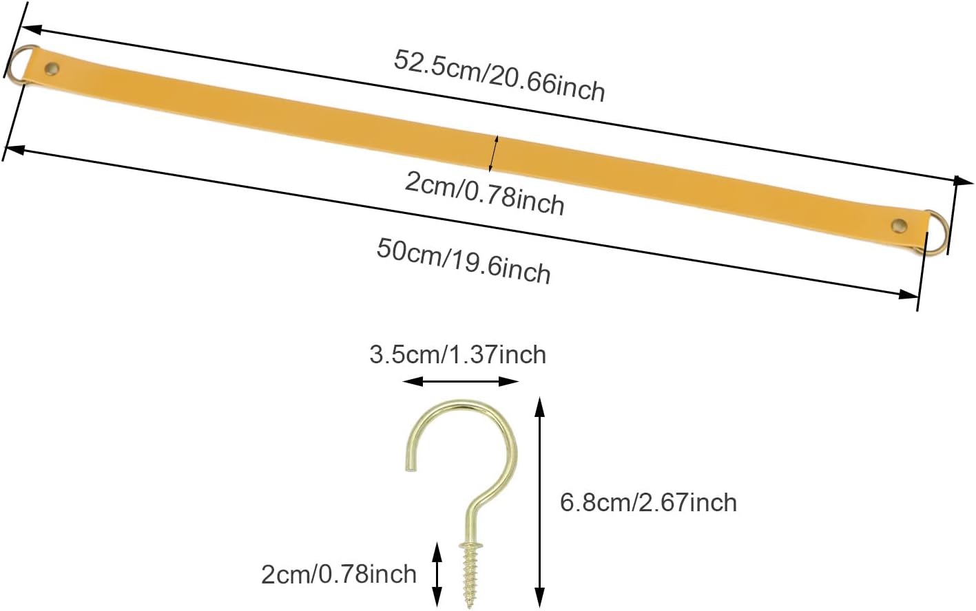 Leather Curtain Tiebacks Vintage Style Curtain Tie Backs Leather Curtain Rod Holder Curtain Buckle for Home Offic Living Room Bedroom 2 Pcs (Yellow, Narrow)