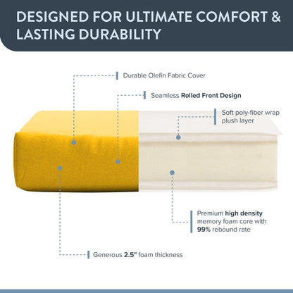 California Umbrella Outdoor Replacement Patio Chair Pad Set of 2, 18 x 18 Inch, Premium Outdoor Memory Foam, Fade Resistant, Solstice Olefin Fabric, Fabric Ties, Lemon