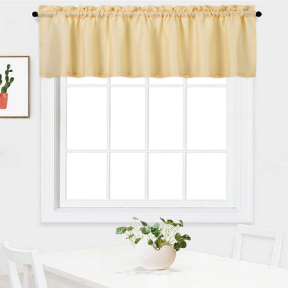 NANAN Valance Curtain 15 inch Waffle Weave Fabric Window Curtain for Kitchen Living Room Bedroom - 60" x 15", Yellow, One Panel