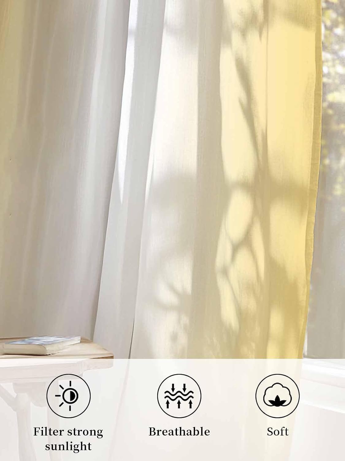 Yukro Ombre Sheer Curtains 45 inches Long for Living Room Bedroom 1 Panel Lemon Yellow and White Gradient Light Filtering Window Curtain Rod Pocket Sliding Door Curtains Voile Drapes 52Wx45L