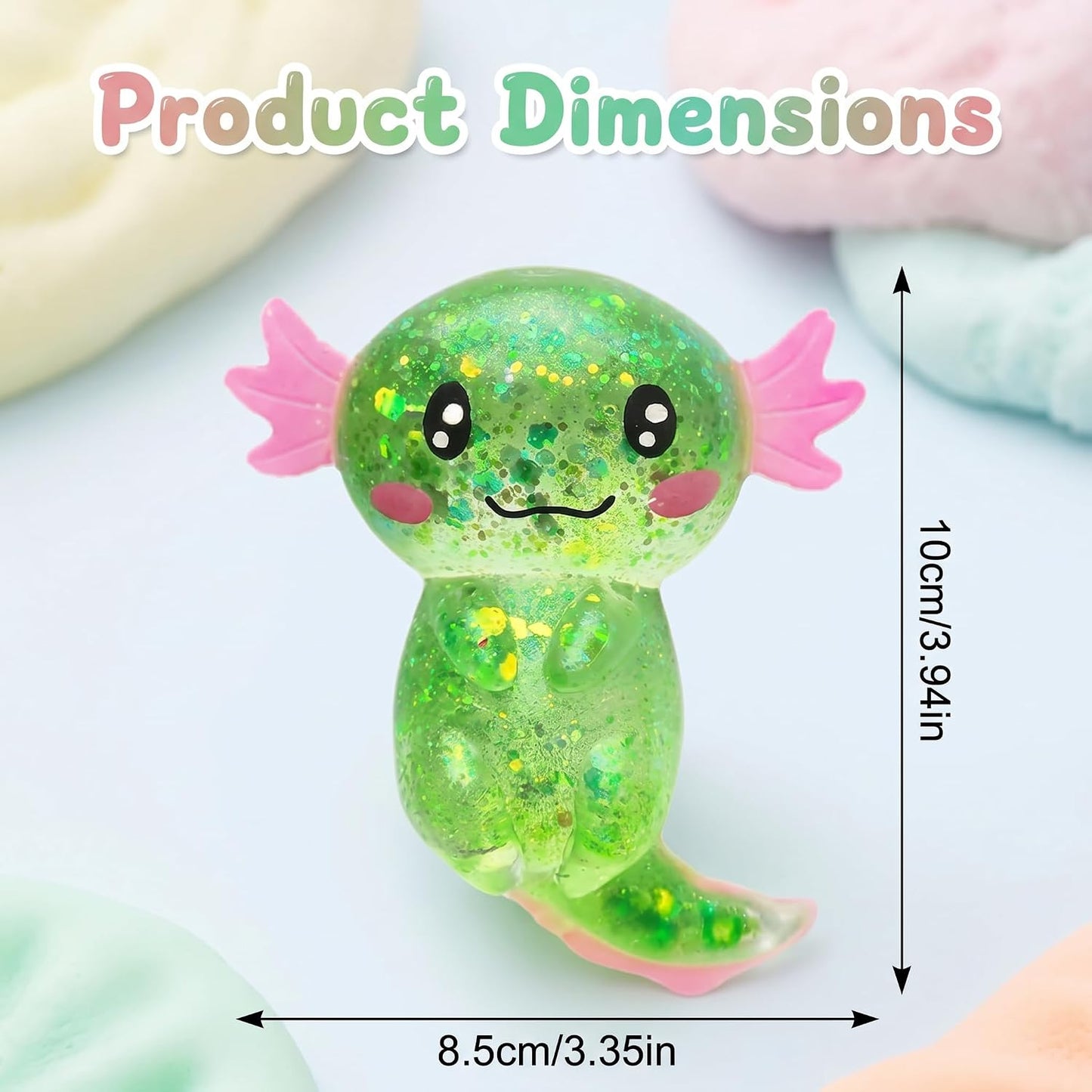 Axolotl Squishy Stress Relief Toy - Giltter Slow Rising Fidget Toy, Cute Sensory Toy, Moldable Soft Squeeze Toys for Adult, Kids, Party Favors Anxiety Relief Squishy Toy(Yellow)