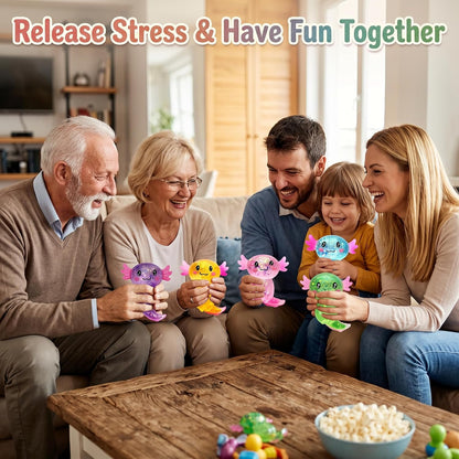 Axolotl Squishy Stress Relief Toy - Giltter Slow Rising Fidget Toy, Cute Sensory Toy, Moldable Soft Squeeze Toys for Adult, Kids, Party Favors Anxiety Relief Squishy Toy(Yellow)