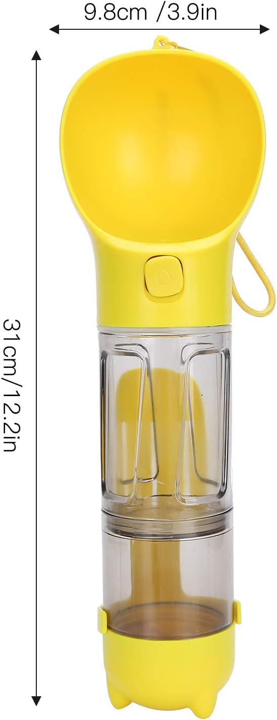 Portable Pet Water Cup, 300ml Leak Proof Dog Water Bottle with 360 Design for Travel Walking Hiking (Yellow)