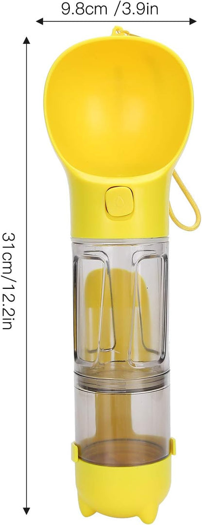 Portable Pet Water Cup, 300ml Leak Proof Dog Water Bottle with 360 Design for Travel Walking Hiking (Yellow)