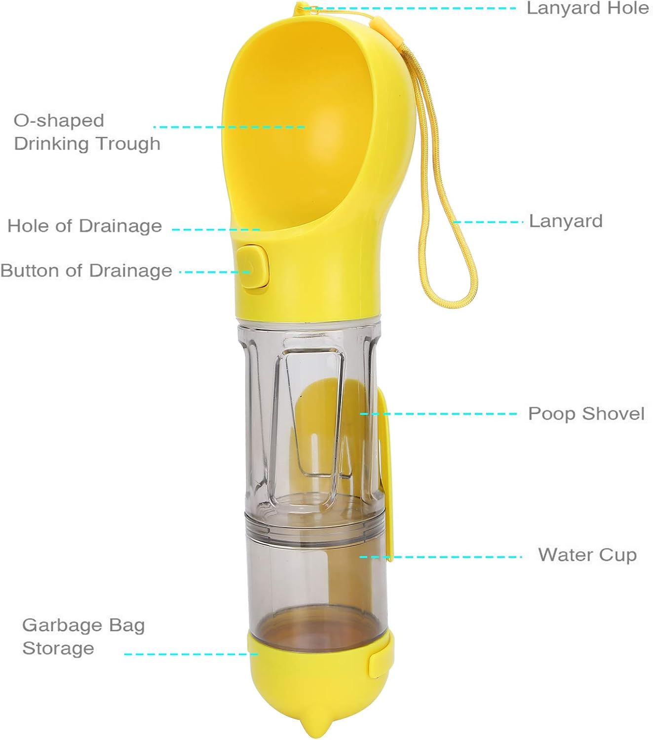 Portable Pet Water Cup, 300ml Leak Proof Dog Water Bottle with 360 Design for Travel Walking Hiking (Yellow)