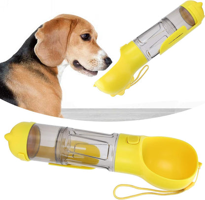 Portable Pet Water Cup, 300ml Leak Proof Dog Water Bottle with 360 Design for Travel Walking Hiking (Yellow)