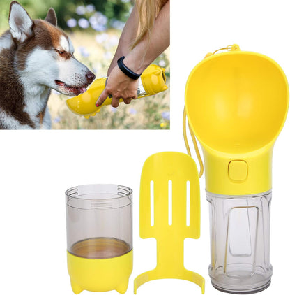 Portable Pet Water Cup, 300ml Leak Proof Dog Water Bottle with 360 Design for Travel Walking Hiking (Yellow)