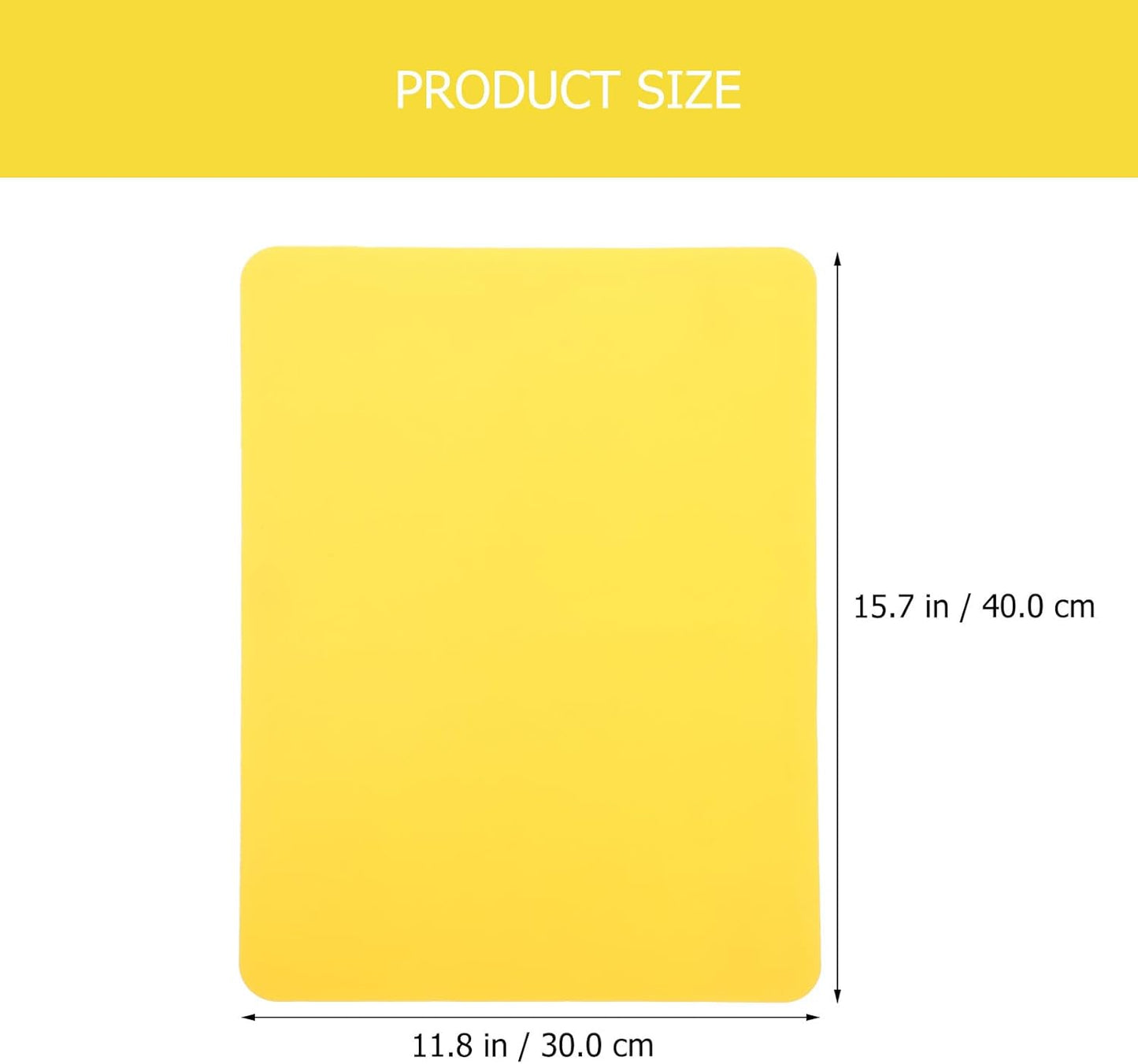 Square Nordic Heat Resistant Silicone Baking Mat 40x30cm, Non-stick Reusable Dough Pastry Mat for Kitchen Countertop Protection, Food-grade Silicone, Matte Bottom, Soft Yellow