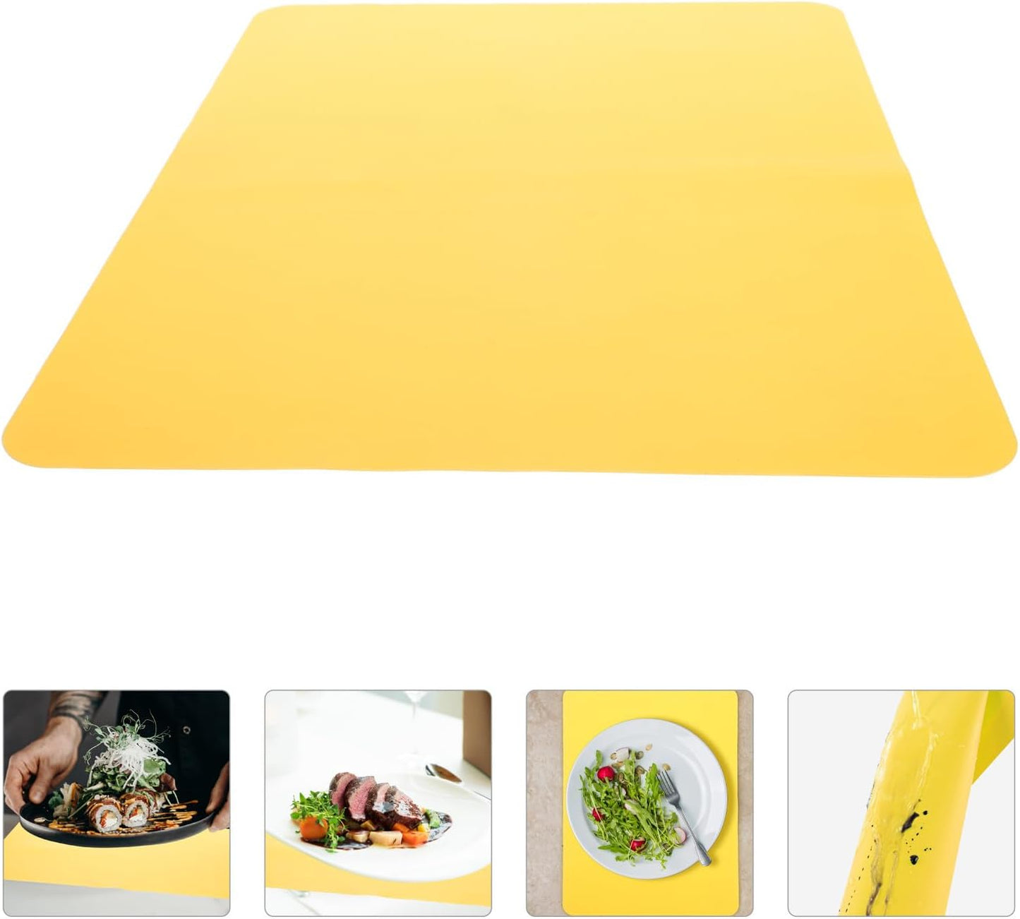 Square Nordic Heat Resistant Silicone Baking Mat 40x30cm, Non-stick Reusable Dough Pastry Mat for Kitchen Countertop Protection, Food-grade Silicone, Matte Bottom, Soft Yellow