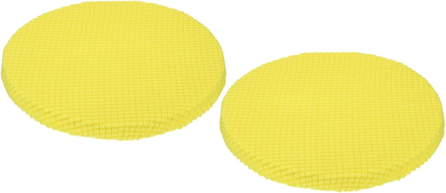 UXCell Round Bar Stool Covers with Elastic Bands - Lemon Yellow Seat Cushions