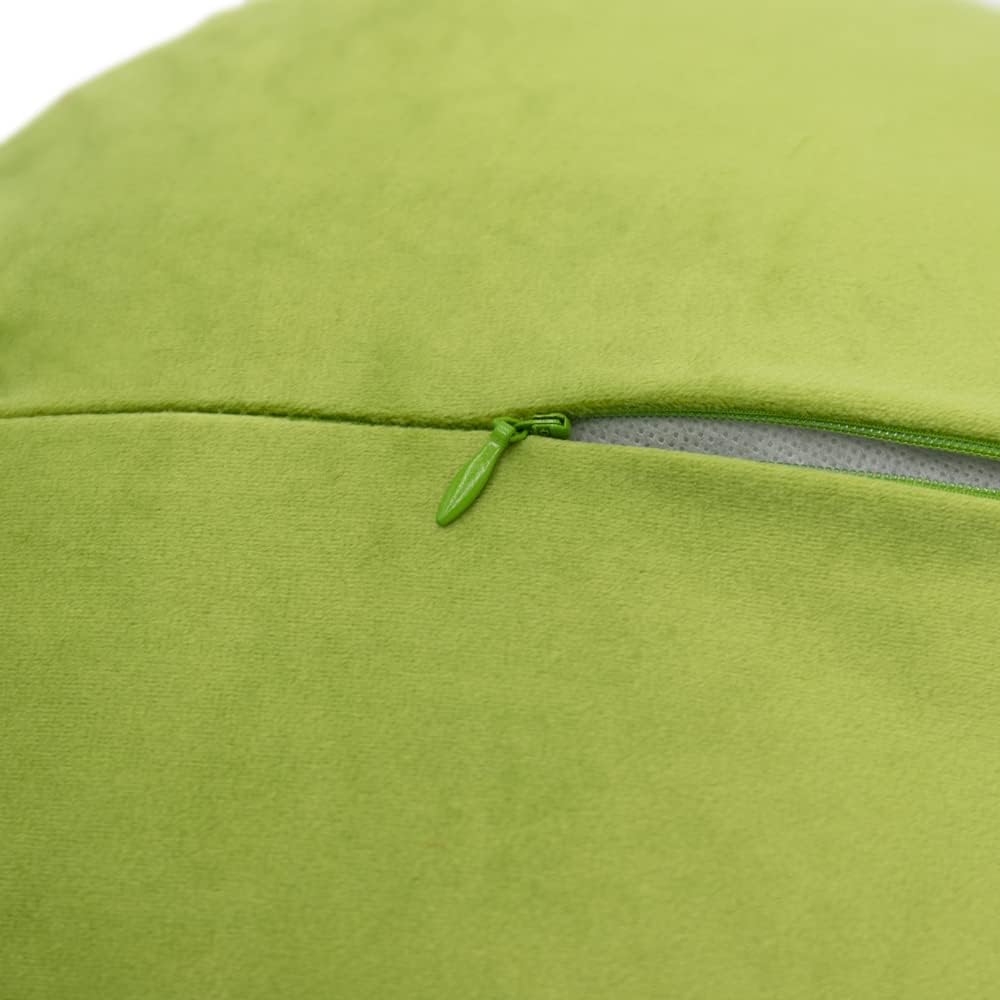 JWH 3D Flower Throw Pillow Cover, Velvet, Green Yellow, 12 Inch | Round Floral Cushion, Sunflower Accent, Handmade, Decorative Pops for Bed Couch Sofa Chair Car Living Room
