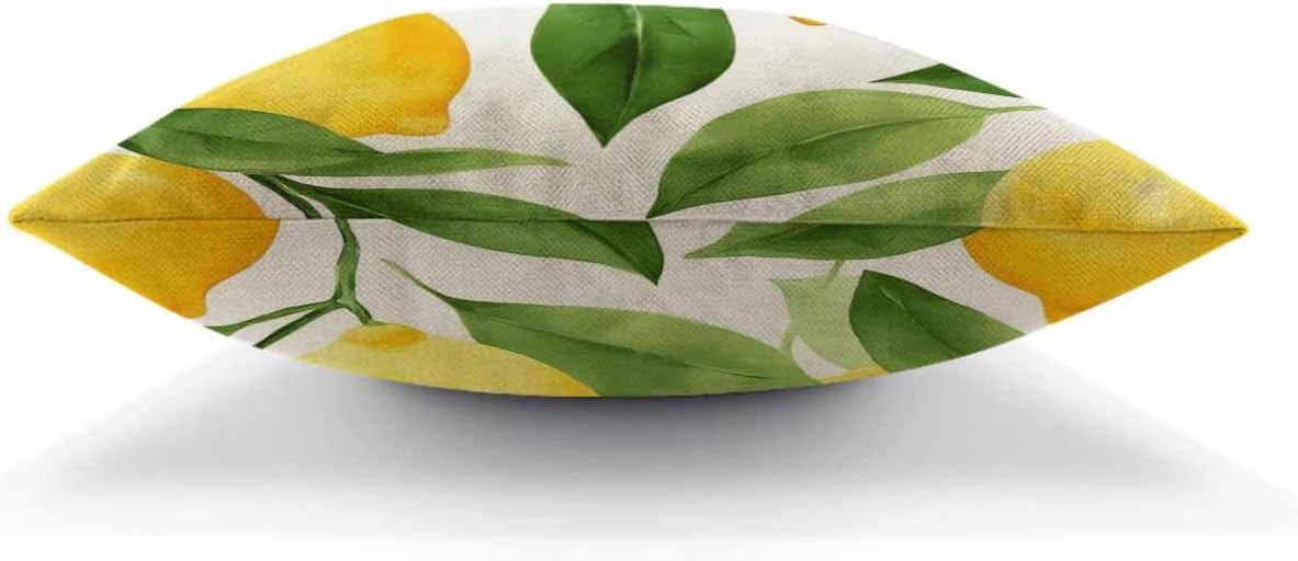 AOYEGO Lemon Throw Pillow Cover Tree Fruit Healthy Branch Fresh Cartoon Leaf Nature Ripe Vitamin Yellow Pillow Case 18x18 Inch Decorative Men Women Room Cushion Cover for Home Couch Bed