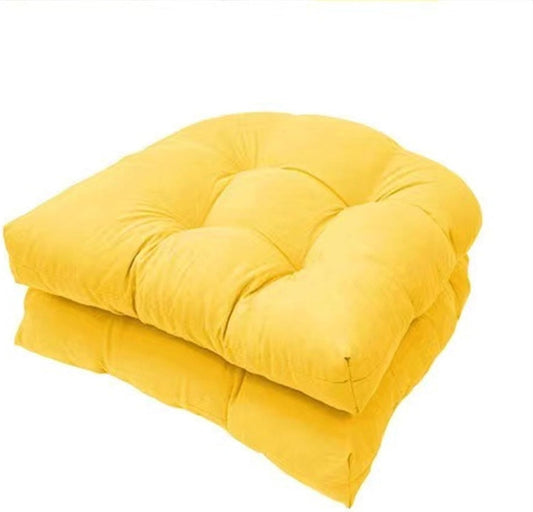 2 Pack Patio Chair Cushion 19x19x3 Inch Indoor & Outdoor Chair Cushions Waterproof Seat Cushion for Patio Furniture Tieless Anti-Slip Tufted Chair Cushion(Bright Yellow)