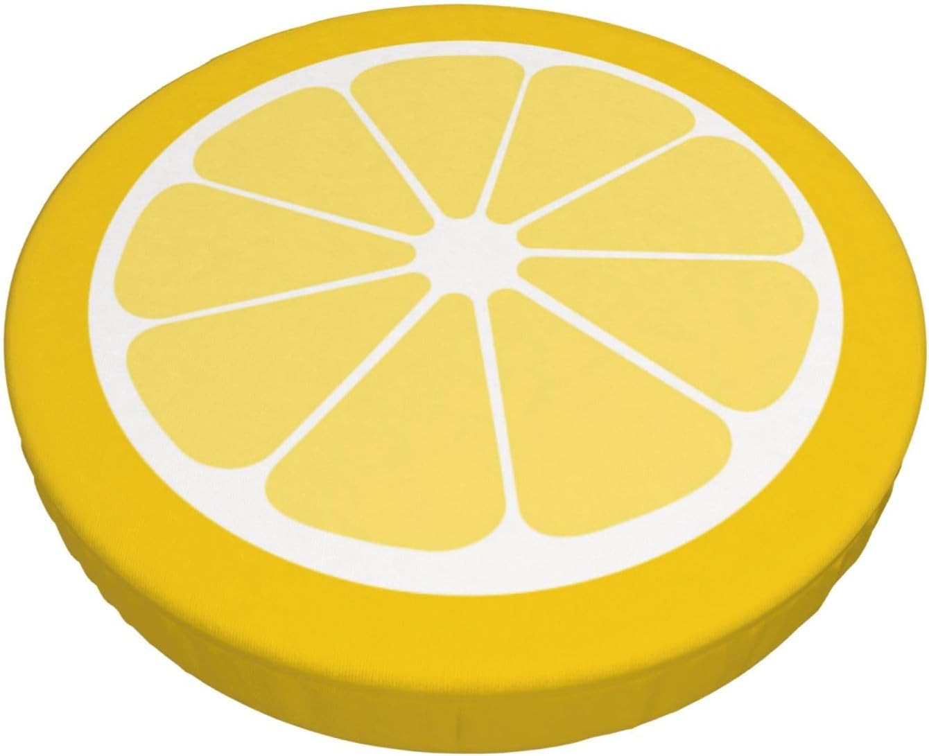 Lemon Round Bar Stool Cover 13 Inch, Soft Breathable Velvet Chair Seat Cushion Slipcover for Cafe Restaurant Hotel Bar