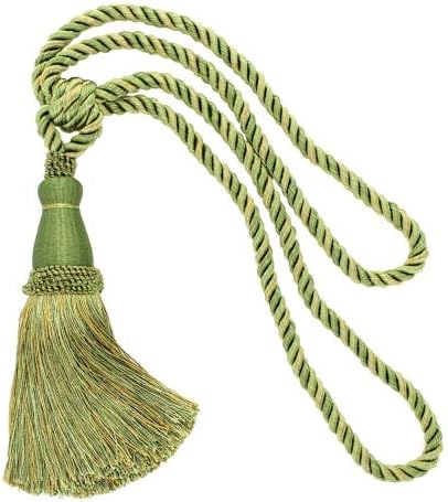 DÉCOPRO Elegant Lustrous Curtain Tassel Tieback, Tassel Length 8 1/2" (21.5cm), Spread 30" (76cm) # TBC085, Lemongrass Green #PR12 (Light Green, Yellow Green, Yellow Gold) Individually Sold