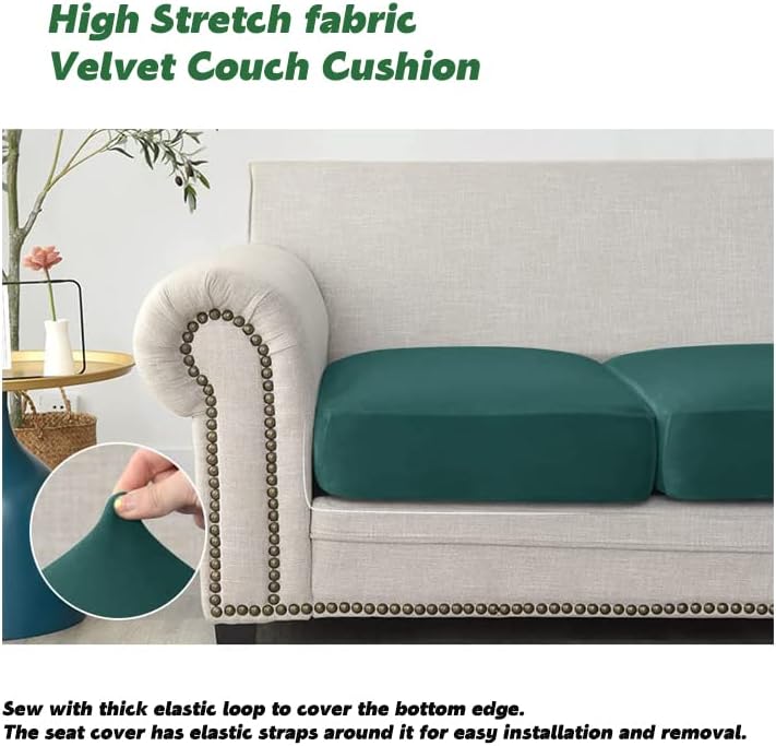 Separate Velvet Sofa Cover,Couch Covers for 2 Cushion Couch,Super Stretch Wear-Resistant Sofa Slipcovers,Washable Furniture Protector with Anti-Slip Elastic Bottom(Lemon Yellow,Large Chaise Seat)